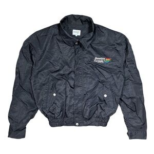 Vintage 90s Benetton Formula 1 F1 Racing Team Black Windbreaker Jacket Mens 48 M